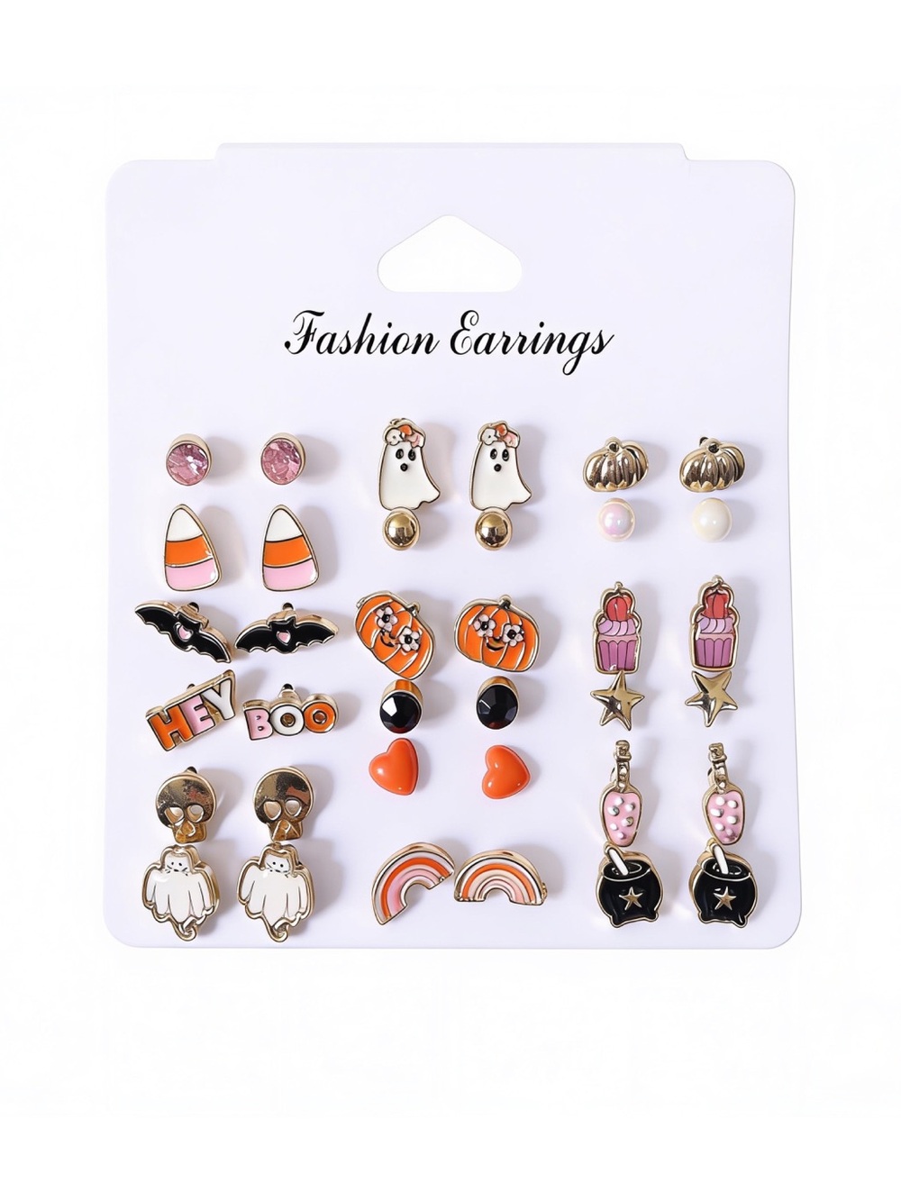 18 pairs mix + match halloween themed stud earring set, new!